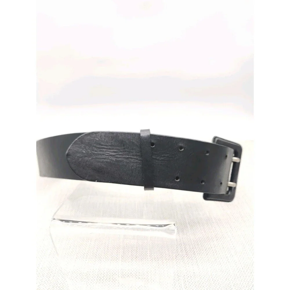 Banana Republic Medium Belt Black Italian Leather Wide Made In Italy